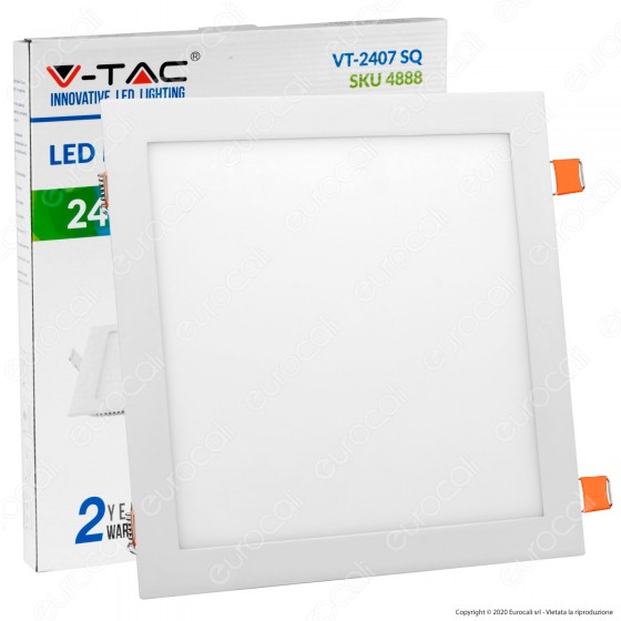 V-Tac VT-2407 SQ Pannello LED Quadrato 24W SMD da Incasso con Driver V-Tac VT-2407 SQ Pannello LED Quadrato 24W SMD da Incasso con Driver