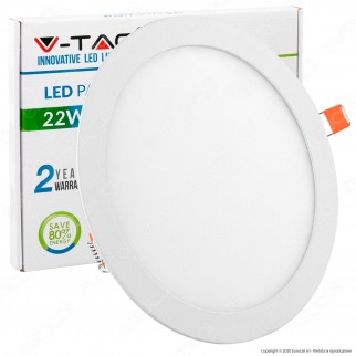 V-Tac VT-2207RD Pannello LED Rotondo 22W SMD da Incasso con Driver -