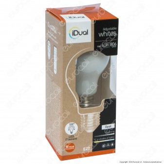 iDual Lampadina LED E27 Filament 9W Bulb A60 Changing Color Dimmerabile in Vetro Bianco - mod. JE0126130