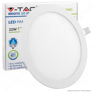 V-Tac VT-2200 RD Pannello LED Rotondo 22W SMD5630 da Incasso - SKU