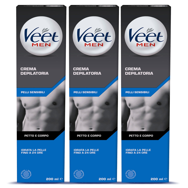 Kit Veet for Men Crema Depilatoria Petto e Corpo Pelli Sensibili