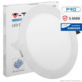 V-Tac PRO VT-618 RD Pannello LED Rotondo 18W SMD da Incasso con Driver con Chip Samsung - SKU 718 / 719 / 720