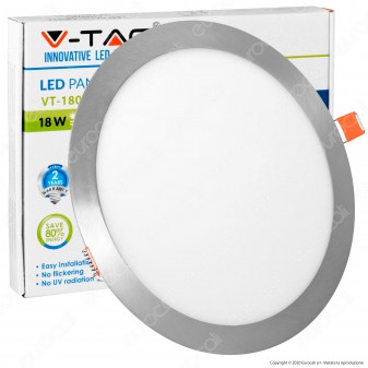 V-Tac VT-1807RD Pannello LED Rotondo 18W SMD Satinato da Incasso con