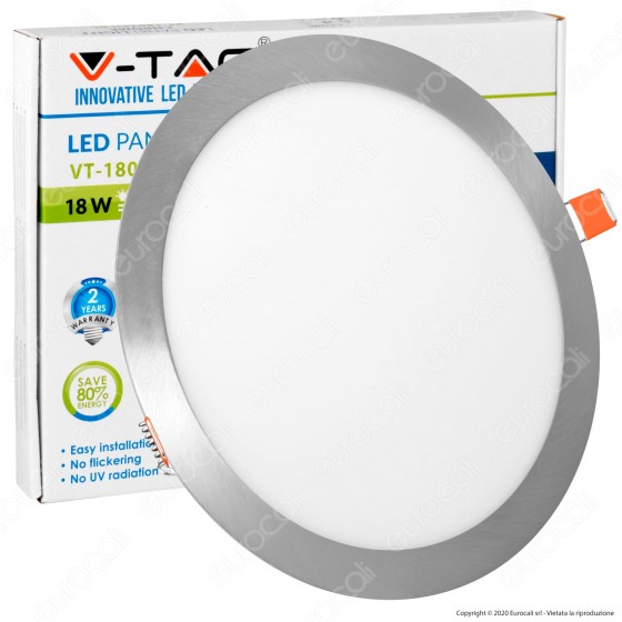 V-Tac VT-1807RD Pannello LED Rotondo 18W SMD Satinato da Incasso con V-Tac VT-1807RD Pannello LED Rotondo 18W SMD Satinato da Incasso con