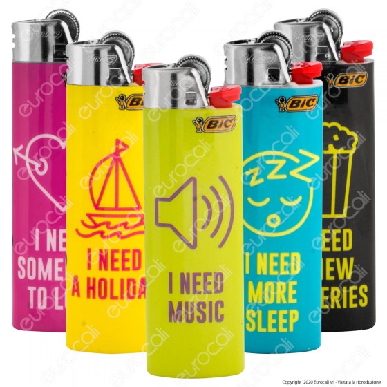 Bic Maxi J26 Grande Fantasia I Need - 5 Accendini Bic Maxi J26 Grande Fantasia I Need - 5 Accendini