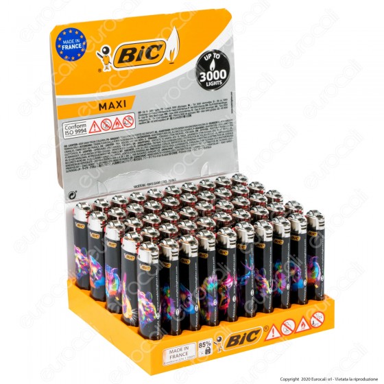 Bic Maxi J26 Grande Fantasia Forest Animals - Box da 50 Accendini Bic Maxi J26 Grande Fantasia Forest Animals - Box da 50 Accendini