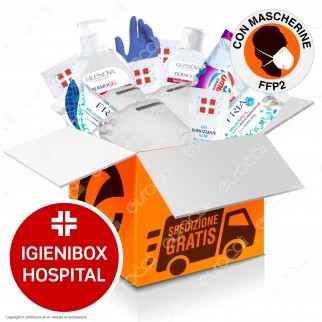 IgieniBox Hospital con Mascherine FFP2 Gel Alcolico Igienizzante Mani