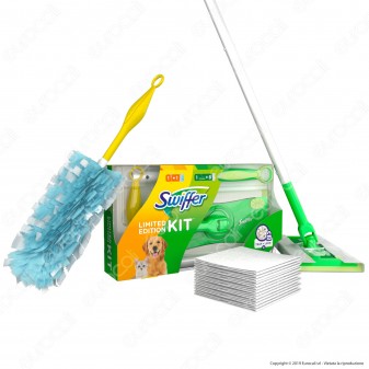 Swiffer Kit Limited Edition Scopa con 8 panni catturapolvere e Manico Duster con 1 Piumino