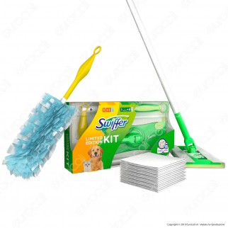 Swiffer Kit Limited Edition Scopa con 8 panni catturapolvere e Manico Duster con 1 Piumino