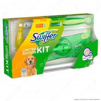 Swiffer Kit Limited Edition Scopa con 8 panni catturapolvere e Manico Duster con 1 Piumino