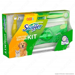 Swiffer Kit Limited Edition Scopa con 8 panni catturapolvere e Manico Duster con 1 Piumino