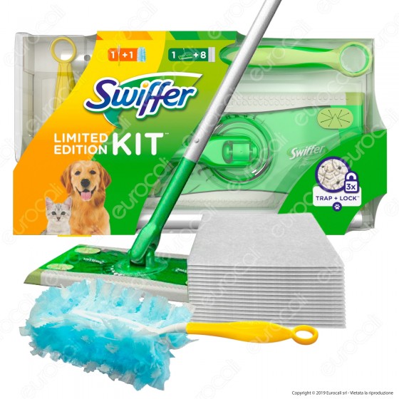 Swiffer Kit Limited Edition Scopa con 8 panni catturapolvere e Manico Duster con 1 Piumino Swiffer Kit Limited Edition Scopa con 8 panni catturapolvere e Manico Duster con 1 Piumino