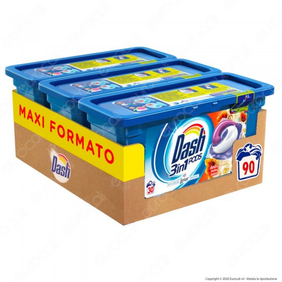 Dash 3in1 Pods all'Ambra Detersivo in Capsule - Confezione da 90 Pastiglie Dash 3in1 Pods all'Ambra Detersivo in Capsule - Confezione da 90 Pastiglie