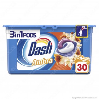 Dash 3in1 Pods all'Ambra Detersivo in Capsule - Confezione da 90 Pastiglie
