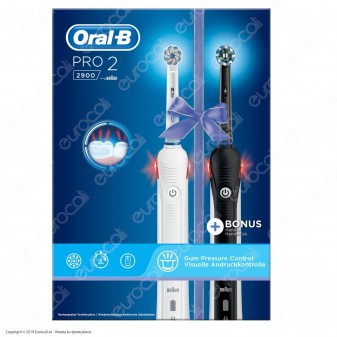 Oral-B Pro 2 2900 Spazzolino Elettrico Ricaricabile Braun 2 Manici 2 Testine Di Ricambio