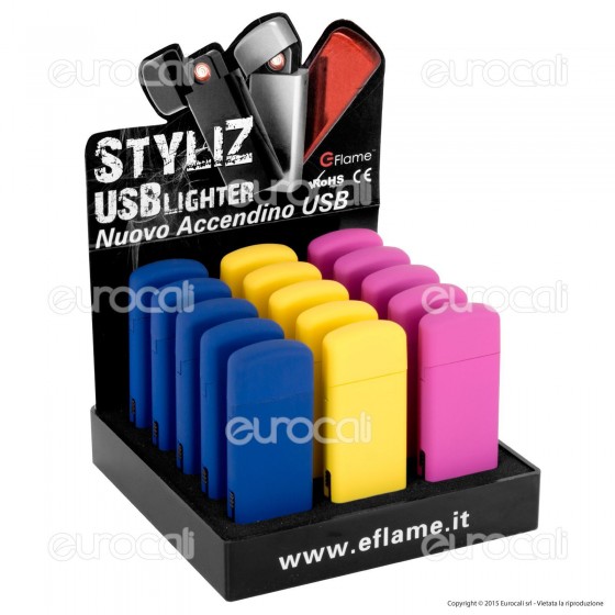 E-Flame Accendino USB Antivento Ricaricabile - Box da 15 Accendini E-Flame Accendino USB Antivento Ricaricabile - Box da 15 Accendini