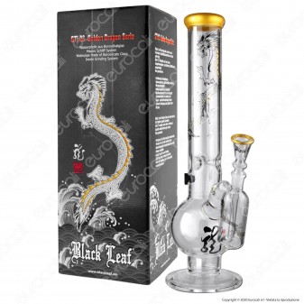 Bong Black Leaf Golden Dragon con Precooler in Vetro - Altezza 45 cm