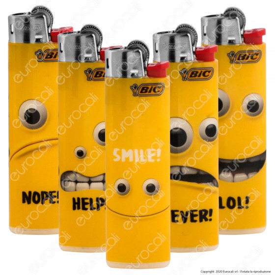 Bic Slim J23 Medio Fantasia Yellow Mouths - 5 Accendini Bic Slim J23 Medio Fantasia Yellow Mouths - 5 Accendini