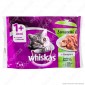 Whiskas Cibo per Gatti Straccetti di Pollo, Salmone, Manzo e Tonno - 4 Bustine da 85g