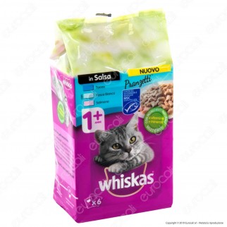 Whiskas Cibo per Gatti Pranzetti in Salsa al Pesce - 6 Bustine da 50g