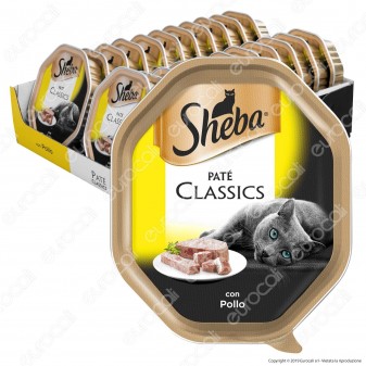 Sheba Paté Classic Cibo per Gatti al Pollo - 22 Vaschette da 85g