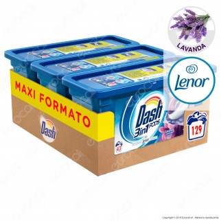 129 Pastiglie Dash 3in1 Pods alla Lavanda Detersivo Lavatrice in