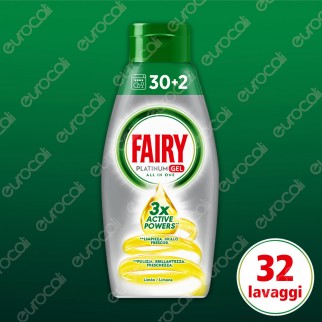 Fairy Platinum Gel detersivo per lavastoviglie al Limone 32 lavaggi -