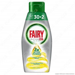 Fairy Platinum Gel detersivo per lavastoviglie al Limone 32 lavaggi -