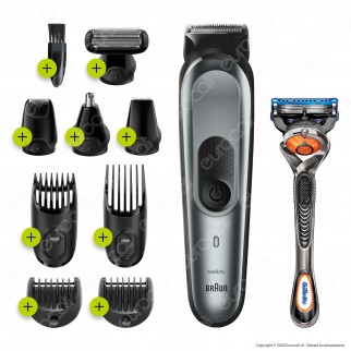 Rasoio Elettrico Uomo Braun MGK7221 Barba e Capelli 10in1 con