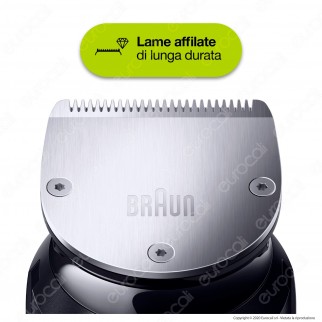 Braun BT7220 Regolabarba Tagliacapelli a Batteria Ricaricabile con 39