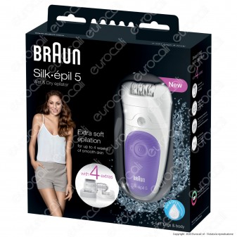 Braun Silk-épil 5 5-541 Wet&Dry Epilatore a Batteria Ricaricabile