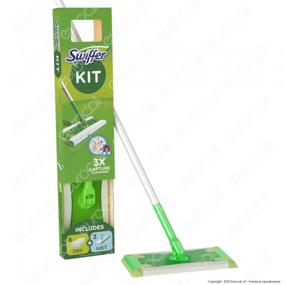 Swiffer Starter Kit Scopa con 8 Panni Catturapolvere e 3 Panni Umidi Swiffer Starter Kit Scopa con 8 Panni Catturapolvere e 3 Panni Umidi