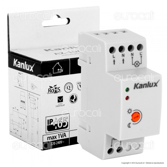 Kanlux AZ-10A TH 35 Sensore Crepuscolare Universale per Lampadine Kanlux AZ-10A TH 35 Sensore Crepuscolare Universale per Lampadine