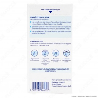 Nivea Clear Up Strip Zona T Cerotti Anti Punti Neri Viso con Acido