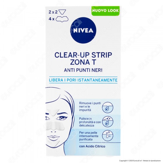 Nivea Clear Up Strip Zona T Cerotti Anti Punti Neri Viso con Acido Nivea Clear Up Strip Zona T Cerotti Anti Punti Neri Viso con Acido