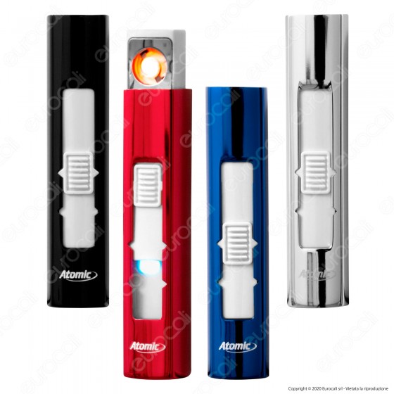 Atomic Accendino USB Ricaricaile Antivento in Metallo Lucido - 1 Atomic Accendino USB Ricaricaile Antivento in Metallo Lucido - 1