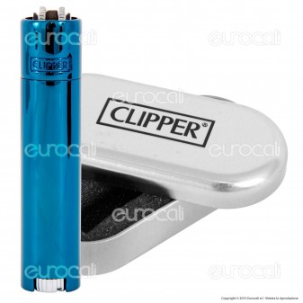 Clipper Metal Large in Metallo Fantasia Ice Blue - 1 Accendino