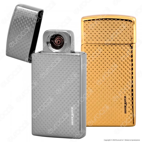 Silver Match Accendino USB in Metallo Luxury Antivento Ricaricabile - Silver Match Accendino USB in Metallo Luxury Antivento Ricaricabile -