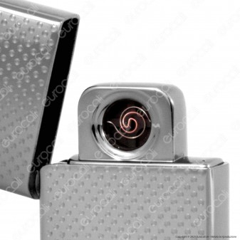 Silver Match Accendino USB in Metallo Luxury Antivento Ricaricabile -