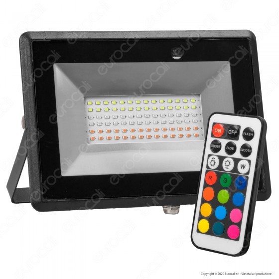 V-Tac VT-4952 Faro LED RGB 50W IP65 Dimmerabile con Telecomando V-Tac VT-4952 Faro LED RGB 50W IP65 Dimmerabile con Telecomando