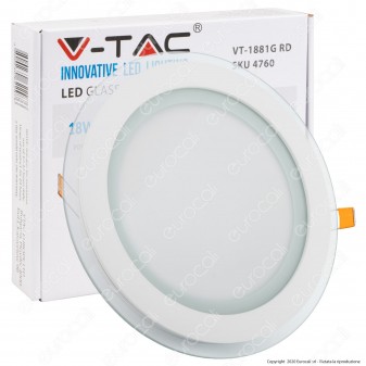 V-Tac VT-1881G RD Pannello LED Rotondo 18W SMD2835 da Incasso - SKU 4760 / 6281 / 4759