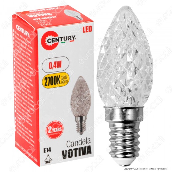 Century Lampadina Votiva LED E14 0,4W Candela 24V - mod. VTV-052427 Century Lampadina Votiva LED E14 0,4W Candela 24V - mod. VTV-052427