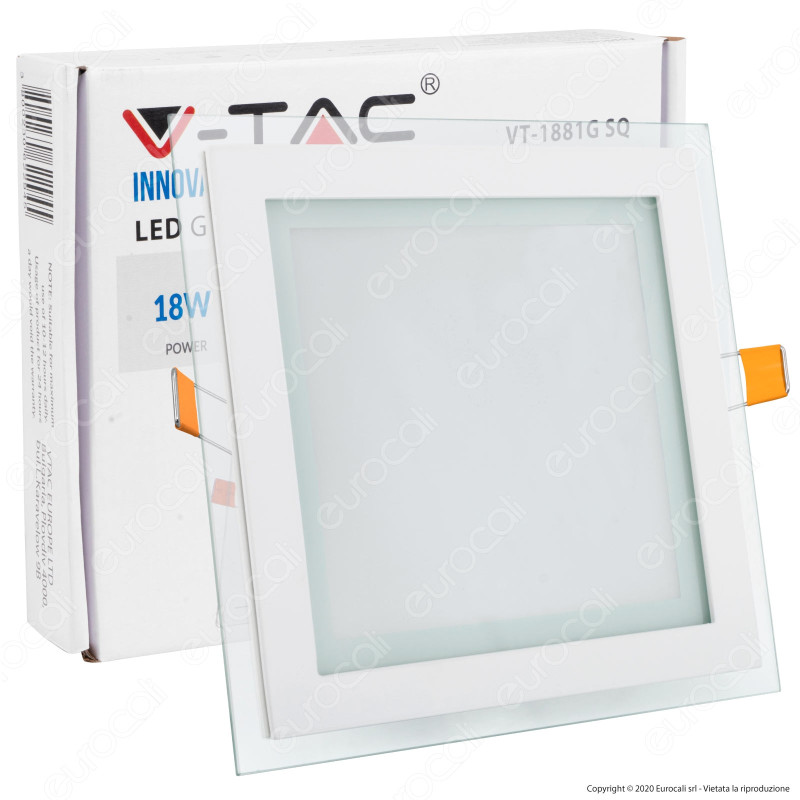 V-Tac VT-1881G SQ Pannello LED Quadrato 18W SMD2835 da Incasso - SKU