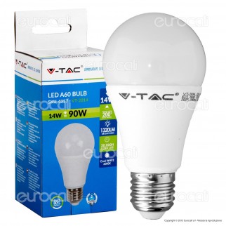 V-Tac VT-2014 Lampadina LED E27 14W Bulb A60 - 4355 / 4356 / 4357