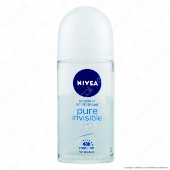 Nivea Pure Invisible Deodorante Roll-On Anti Residui - Flacone da 50ml
