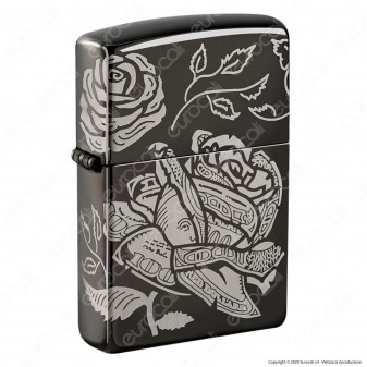 Accendino Zippo Mod. 49156 PVD Black Ice 360° Currency Design -