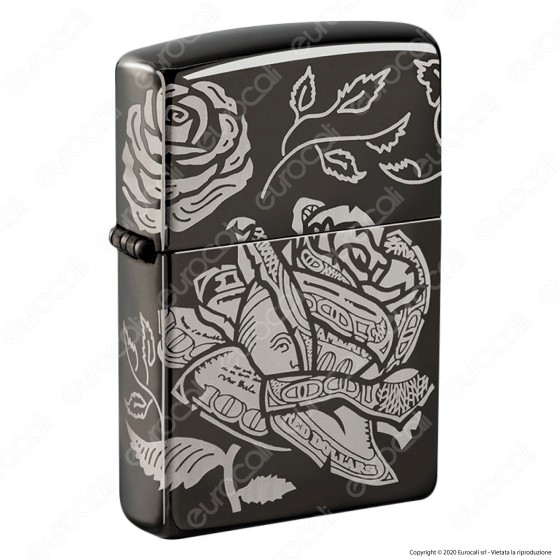 Accendino Zippo Mod. 49156 PVD Black Ice 360° Currency Design - Accendino Zippo Mod. 49156 PVD Black Ice 360° Currency Design -