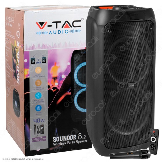 V-Tac Audio VT-6308-2 Soundor 8x2 Cassa Attiva 40W con Bluetooth V-Tac Audio VT-6308-2 Soundor 8x2 Cassa Attiva 40W con Bluetooth