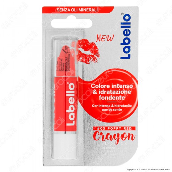 Labello Crayon Lipstick Poppy Red Matitone Labbra Colora e Idrata - Labello Crayon Lipstick Poppy Red Matitone Labbra Colora e Idrata -