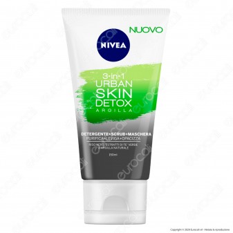 Nivea 3in1 Urban Skin Detox Detergente Scrub Maschera - Flacone da 150ml